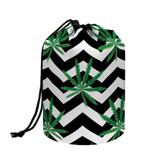 Zigzag Weed Pattern Print Drawstring Makeup Bag
