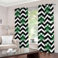 Zigzag Weed Pattern Print Extra Wide Grommet Curtains