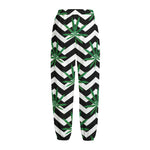 Zigzag Weed Pattern Print Fleece Lined Knit Pants