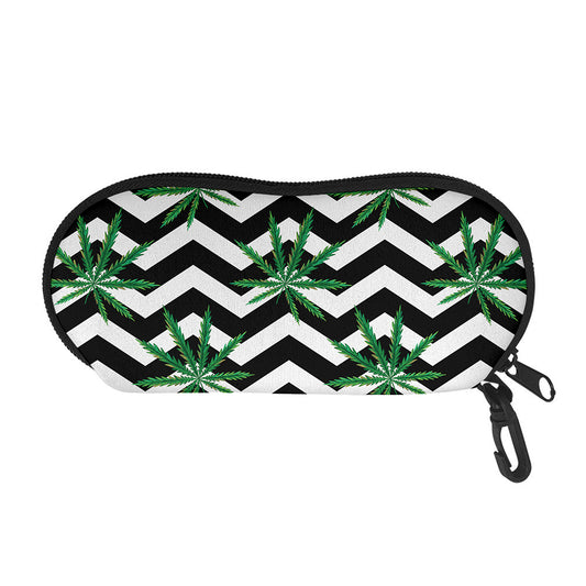Zigzag Weed Pattern Print Glasses Case