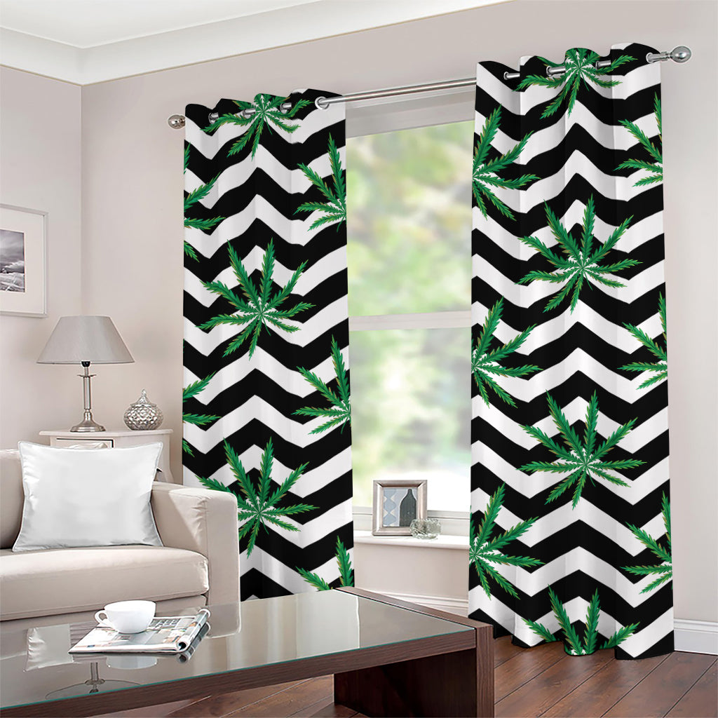 Zigzag Weed Pattern Print Grommet Curtains