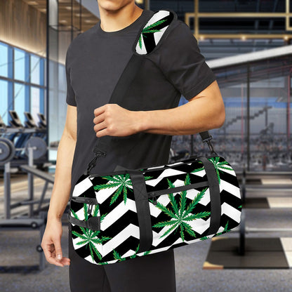 Zigzag Weed Pattern Print Gym Bag