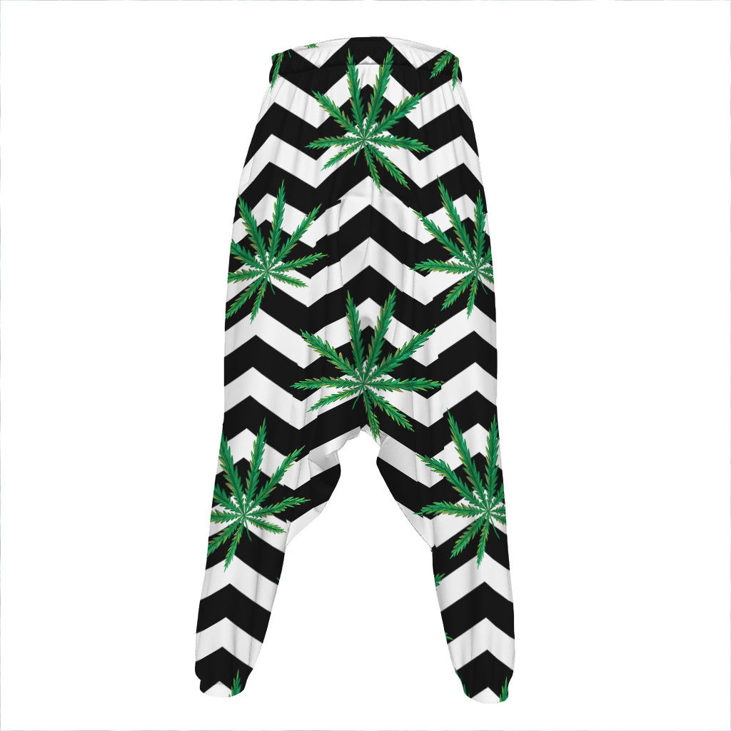 Zigzag Weed Pattern Print Hammer Pants