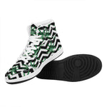 Zigzag Weed Pattern Print High Top Leather Sneakers