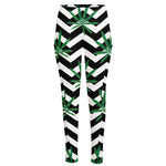 Zigzag Weed Pattern Print High-Waisted Pocket Leggings