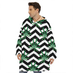 Zigzag Weed Pattern Print Hoodie Blanket