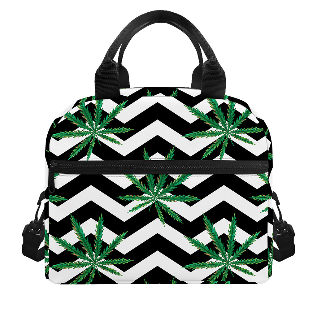 Zigzag Weed Pattern Print Insulated Lunch Bag