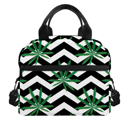 Zigzag Weed Pattern Print Insulated Lunch Bag