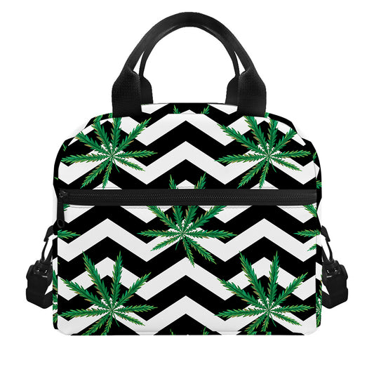 Zigzag Weed Pattern Print Insulated Lunch Bag