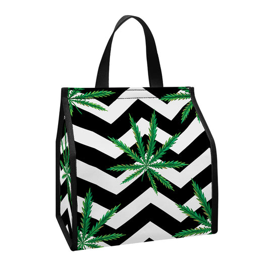 Zigzag Weed Pattern Print Insulated Lunch Tote