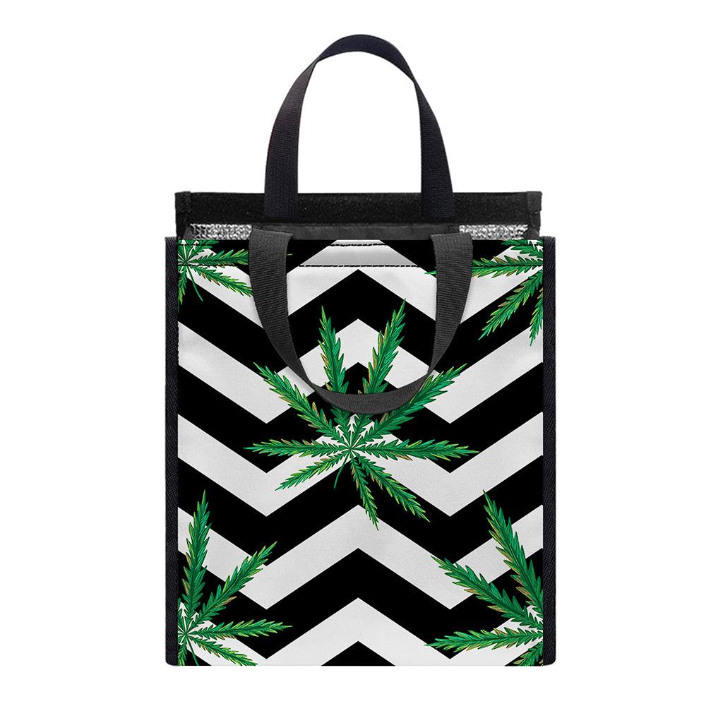 Zigzag Weed Pattern Print Insulated Lunch Tote