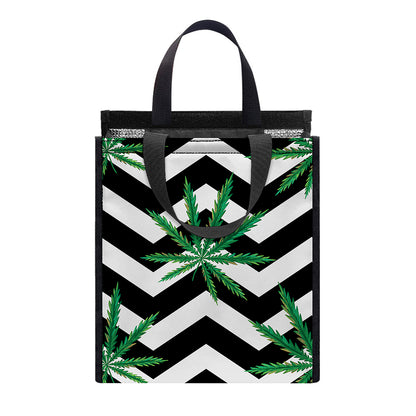Zigzag Weed Pattern Print Insulated Lunch Tote