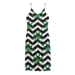 Zigzag Weed Pattern Print Jersey Midi Cami Dress