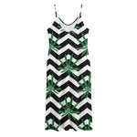 Zigzag Weed Pattern Print Jersey Midi Cami Dress