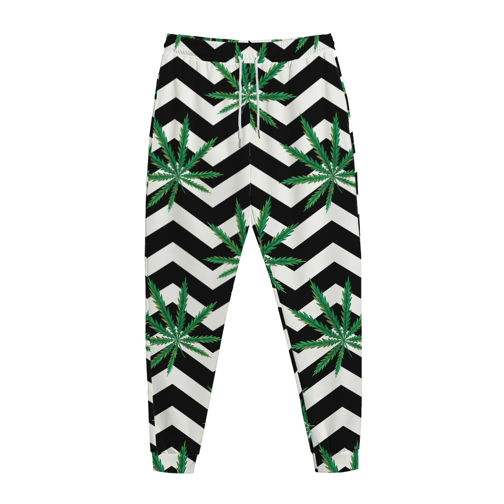 Zigzag Weed Pattern Print Jogger Pants