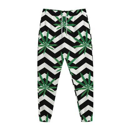 Zigzag Weed Pattern Print Jogger Pants