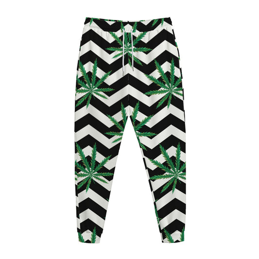 Zigzag Weed Pattern Print Jogger Pants