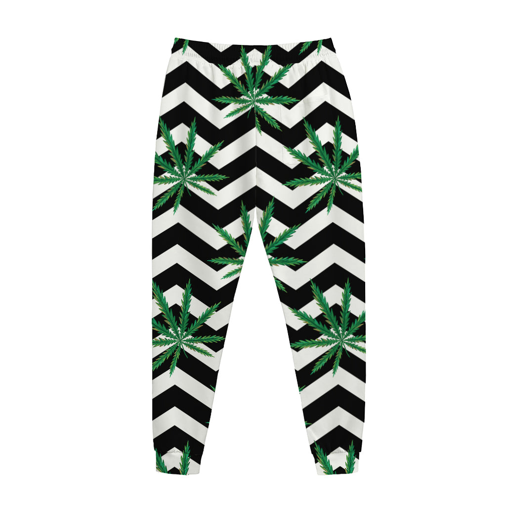 Zigzag Weed Pattern Print Jogger Pants