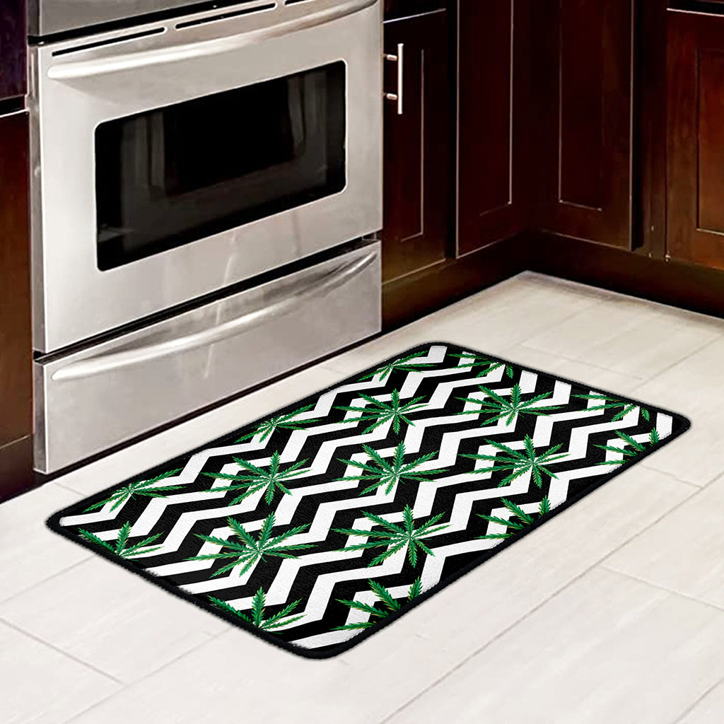 Zigzag Weed Pattern Print Kitchen Mat