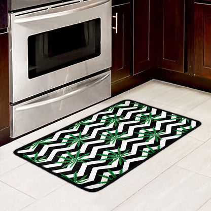 Zigzag Weed Pattern Print Kitchen Mat