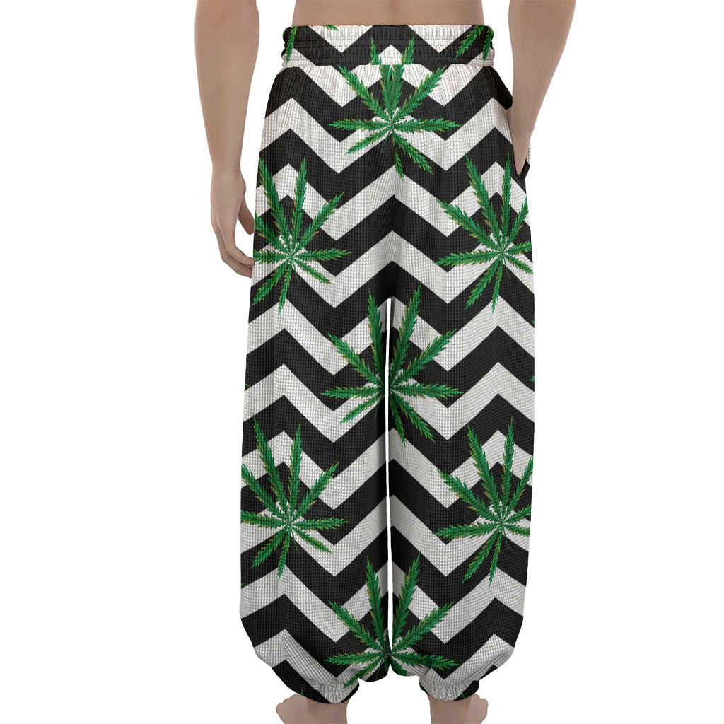 Zigzag Weed Pattern Print Lantern Pants