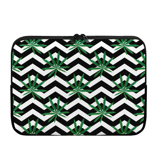 Zigzag Weed Pattern Print Laptop Sleeve