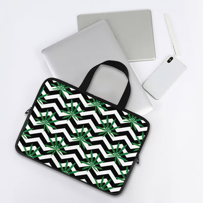 Zigzag Weed Pattern Print Laptop Sleeve With Handle