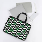 Zigzag Weed Pattern Print Laptop Sleeve With Handle