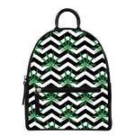 Zigzag Weed Pattern Print Leather Backpack