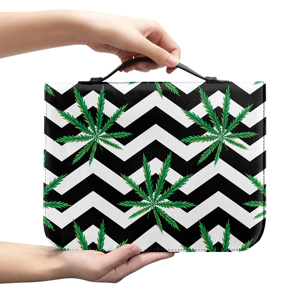 Zigzag Weed Pattern Print Leather Bible Cover
