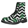 Zigzag Weed Pattern Print Lace-Up Boots