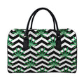Zigzag Weed Pattern Print Leather Duffel Bag