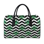 Zigzag Weed Pattern Print Leather Duffle Bag
