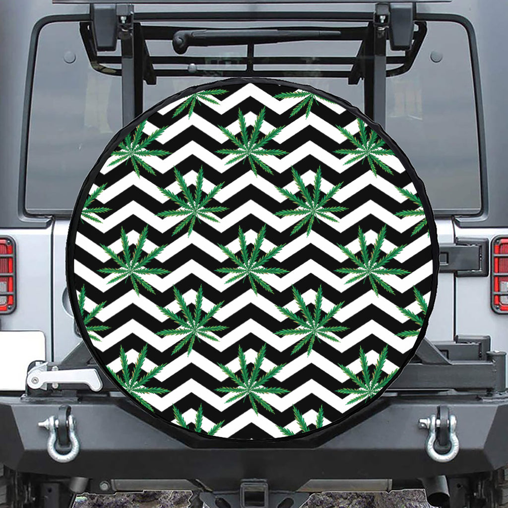 Zigzag Weed Pattern Print Leather Spare Tire Cover