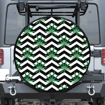 Zigzag Weed Pattern Print Leather Spare Tire Cover