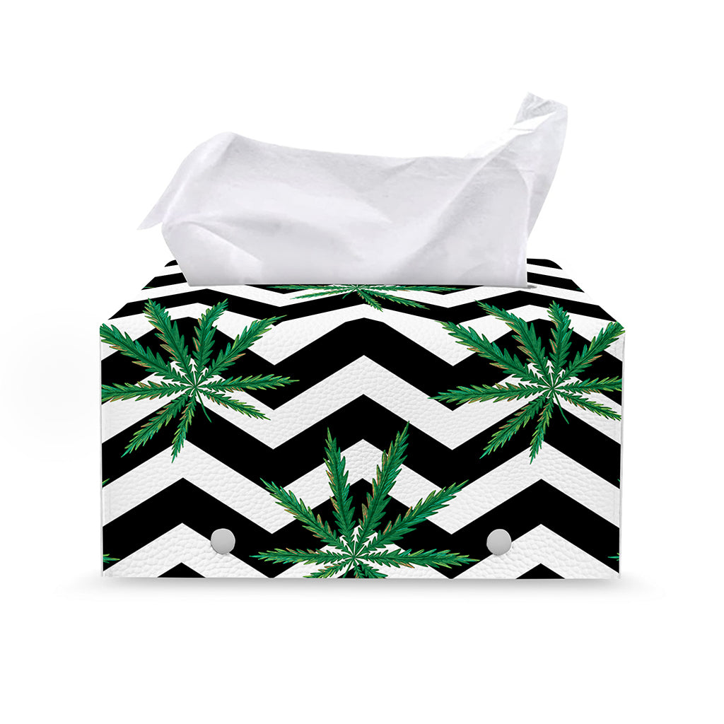 Zigzag Weed Pattern Print Leather Tissue Box Cover