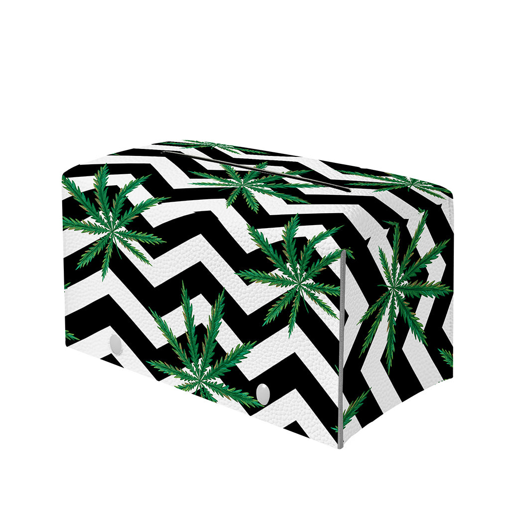 Zigzag Weed Pattern Print Leather Tissue Box Cover