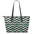 Zigzag Weed Pattern Print Leather Tote Bag With Zipper