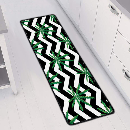 Zigzag Weed Pattern Print Long Kitchen Mat