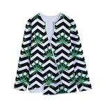 Zigzag Weed Pattern Print Long Sleeve Short Coat