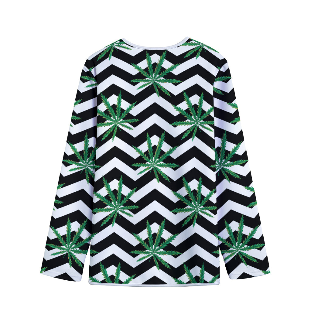 Zigzag Weed Pattern Print Long Sleeve Short Coat