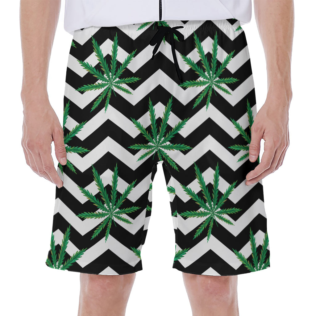 Zigzag Weed Pattern Print Men's Beach Shorts