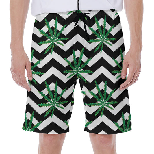 Zigzag Weed Pattern Print Men's Beach Shorts