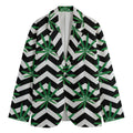 Zigzag Weed Pattern Print Men's Blazer