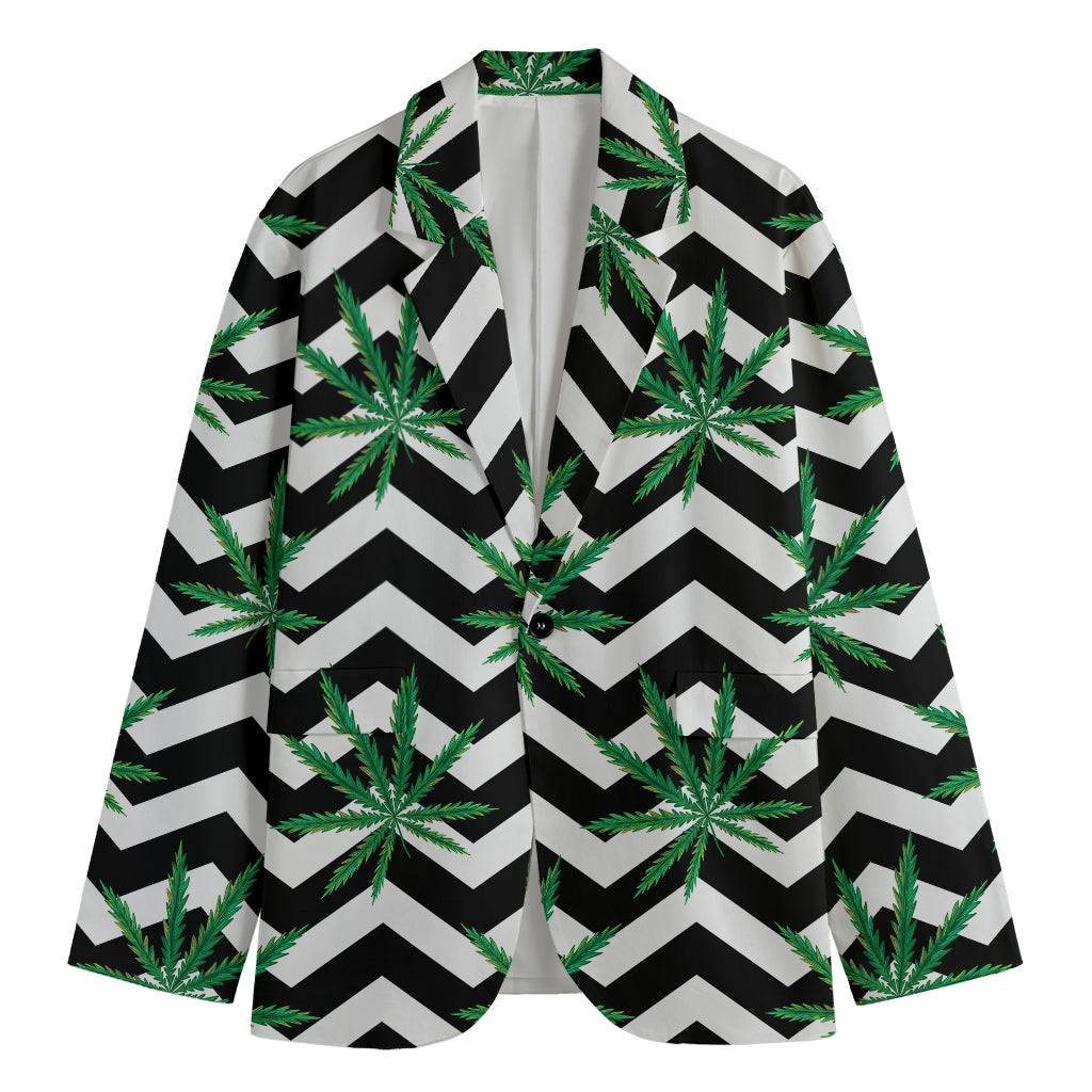 Zigzag Weed Pattern Print Men's Blazer