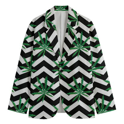Zigzag Weed Pattern Print Men's Blazer
