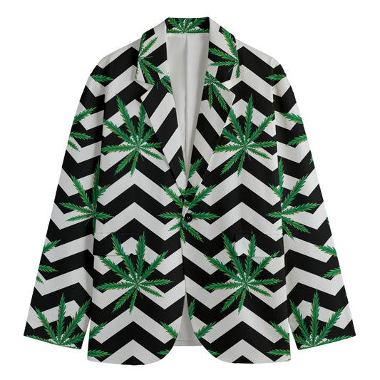 Zigzag Weed Pattern Print Men's Blazer