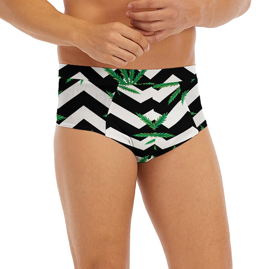 Zigzag Weed Pattern Print Men's Briefs