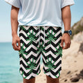Zigzag Weed Pattern Print Men's Cargo Shorts
