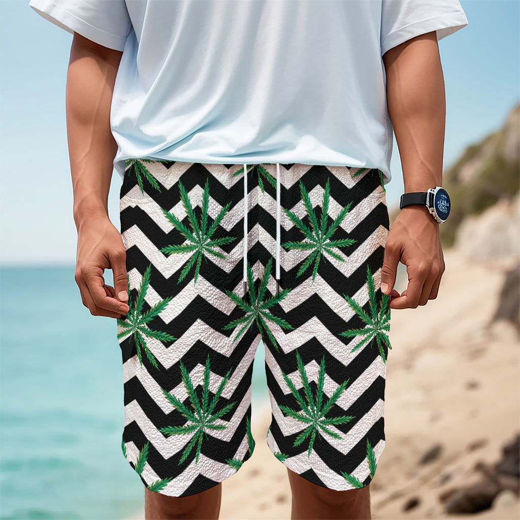 Zigzag Weed Pattern Print Men's Cargo Shorts